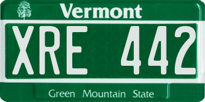 VT license plate XRE442