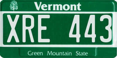 VT license plate XRE443