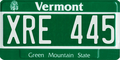 VT license plate XRE445