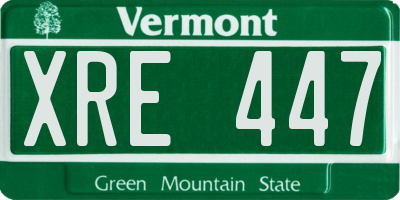 VT license plate XRE447