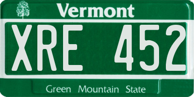 VT license plate XRE452