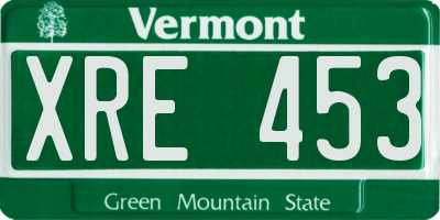 VT license plate XRE453