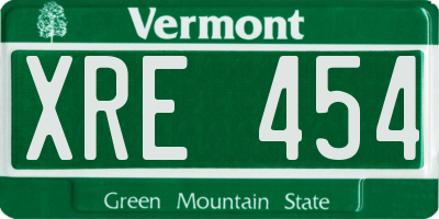 VT license plate XRE454
