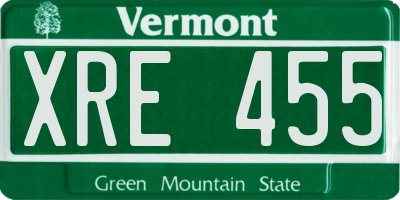 VT license plate XRE455