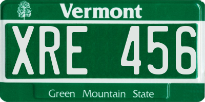 VT license plate XRE456