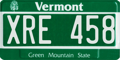 VT license plate XRE458