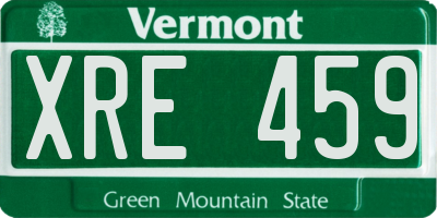 VT license plate XRE459