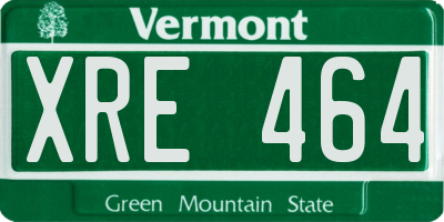VT license plate XRE464