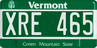 VT license plate XRE465