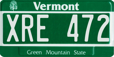 VT license plate XRE472