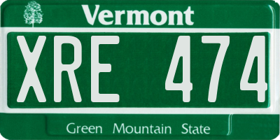 VT license plate XRE474