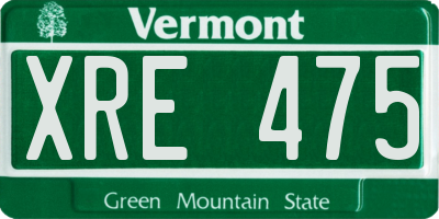 VT license plate XRE475
