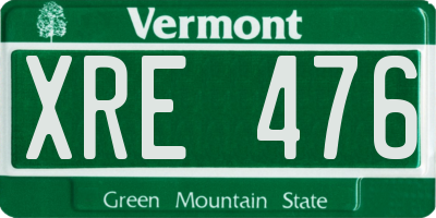 VT license plate XRE476