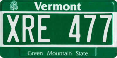 VT license plate XRE477