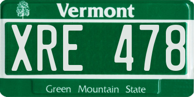VT license plate XRE478