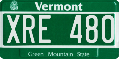 VT license plate XRE480