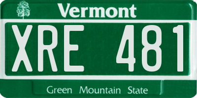 VT license plate XRE481