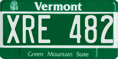 VT license plate XRE482