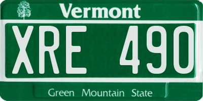 VT license plate XRE490