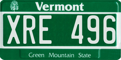 VT license plate XRE496