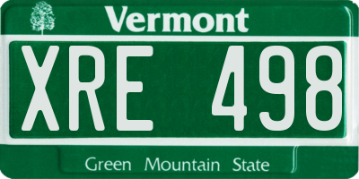 VT license plate XRE498