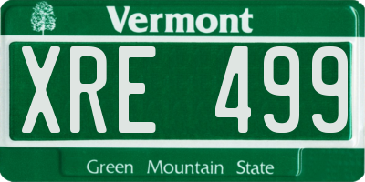 VT license plate XRE499