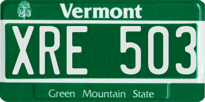 VT license plate XRE503