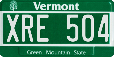 VT license plate XRE504