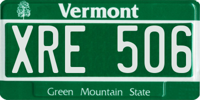 VT license plate XRE506