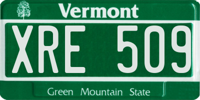 VT license plate XRE509