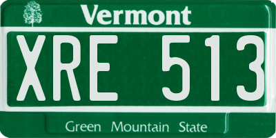 VT license plate XRE513