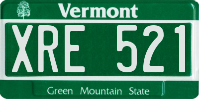 VT license plate XRE521