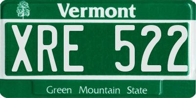 VT license plate XRE522