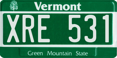 VT license plate XRE531