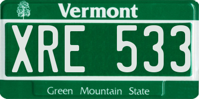 VT license plate XRE533