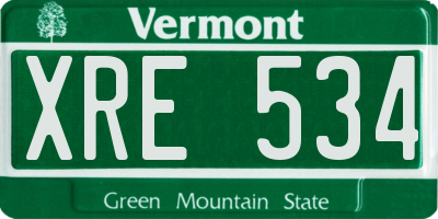 VT license plate XRE534