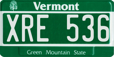 VT license plate XRE536