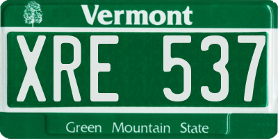 VT license plate XRE537