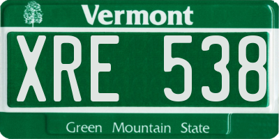 VT license plate XRE538