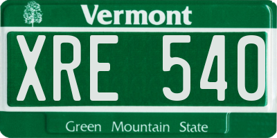 VT license plate XRE540