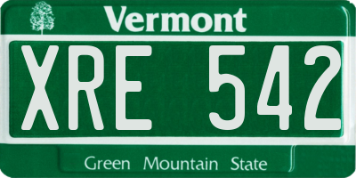 VT license plate XRE542