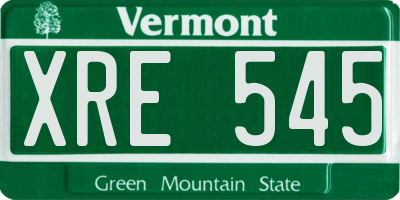 VT license plate XRE545