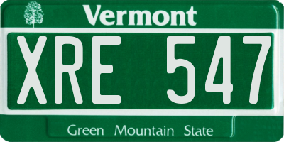 VT license plate XRE547