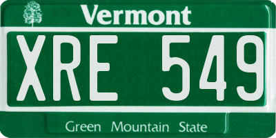 VT license plate XRE549