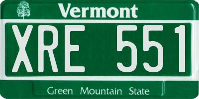 VT license plate XRE551