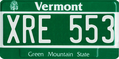 VT license plate XRE553