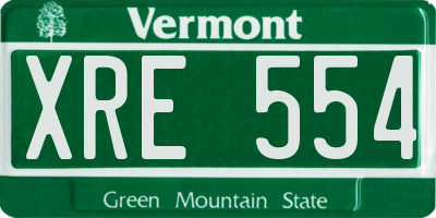 VT license plate XRE554