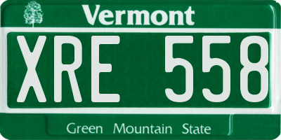 VT license plate XRE558