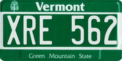 VT license plate XRE562