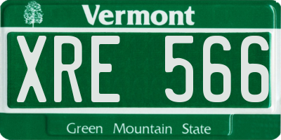 VT license plate XRE566